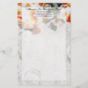 Plumeria Orchid Lei in the Sand Stationery