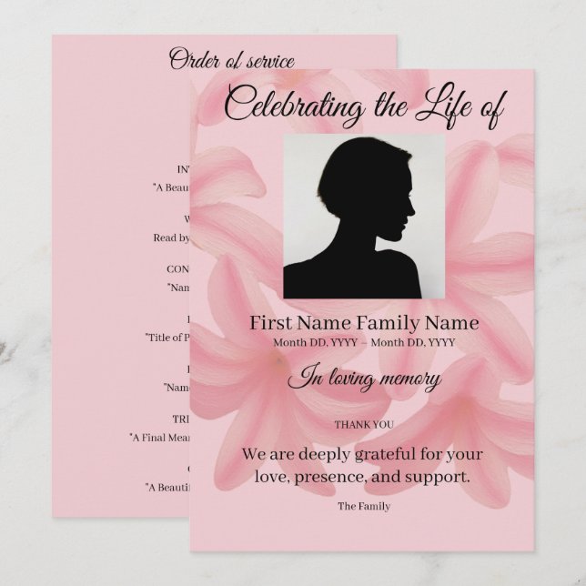 Plumeria order of service invitation (Front/Back)