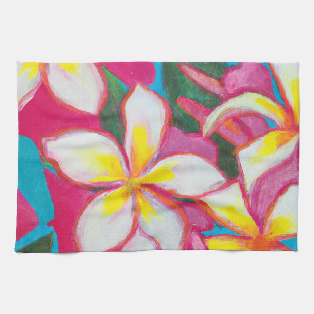 Plumeria party Hawaii art Tea Towel (Horizontal)