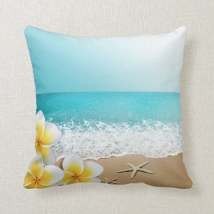 Plumeria Starfish Beach Tropical Hawaii Cushion