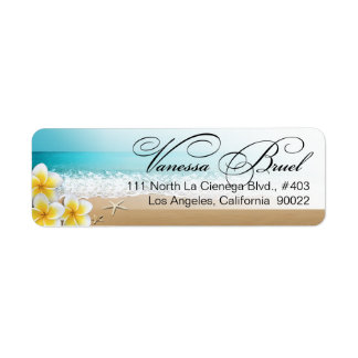 Plumeria Starfish Beach Tropical Wedding Hawaii Return Address Label