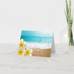 Plumeria Starfish Hawaii Beach Thank You Card