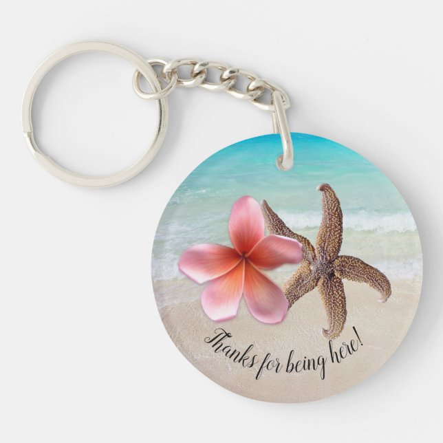 Plumeria Starfish Thank You Guests Favour Key Ring (Front)