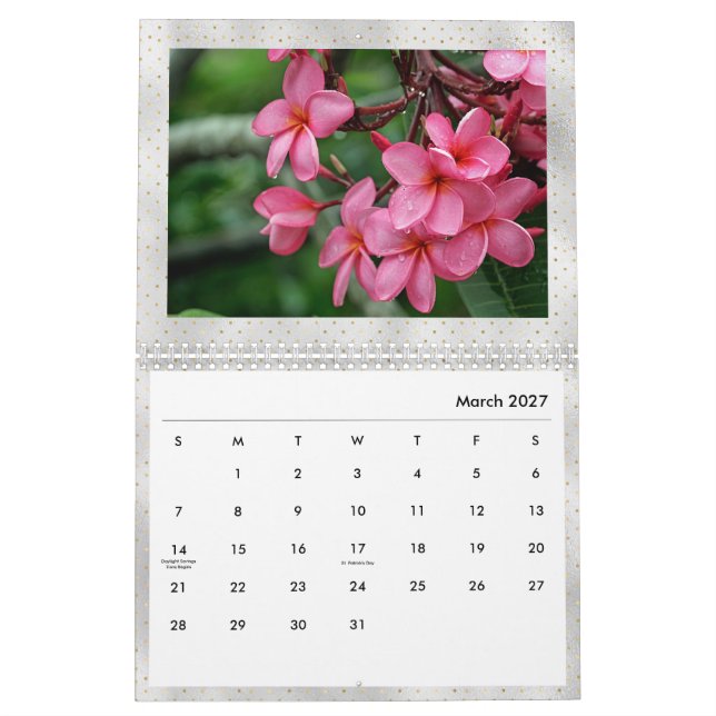 Plumeria Tropical Flowers Photo  Calendar (Mar 2027)