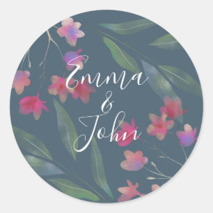 Plumeria Water Colour Classic Round Sticker