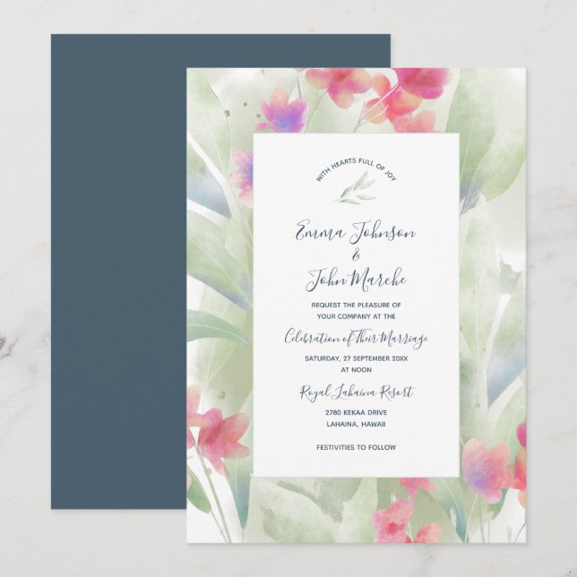 Plumeria Water Colour Invitation (Front/Back)