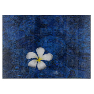 Plumeria White Flower Floral Patterned Cutting Board