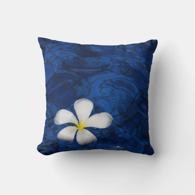 Plumeria White Flower Floral Patterned Pillow (Front)