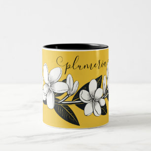 Plumeria Yellow/Black Two-Tone Coffee Mug