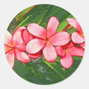 Plumerias Classic Round Sticker