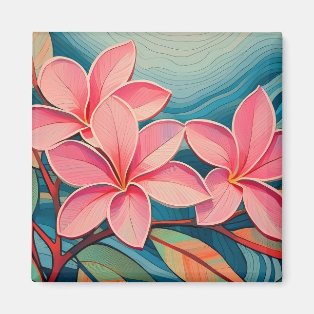 Plumerias in pink magnet (Front)