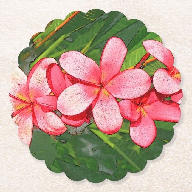 Plumerias Paper Coaster (Front)