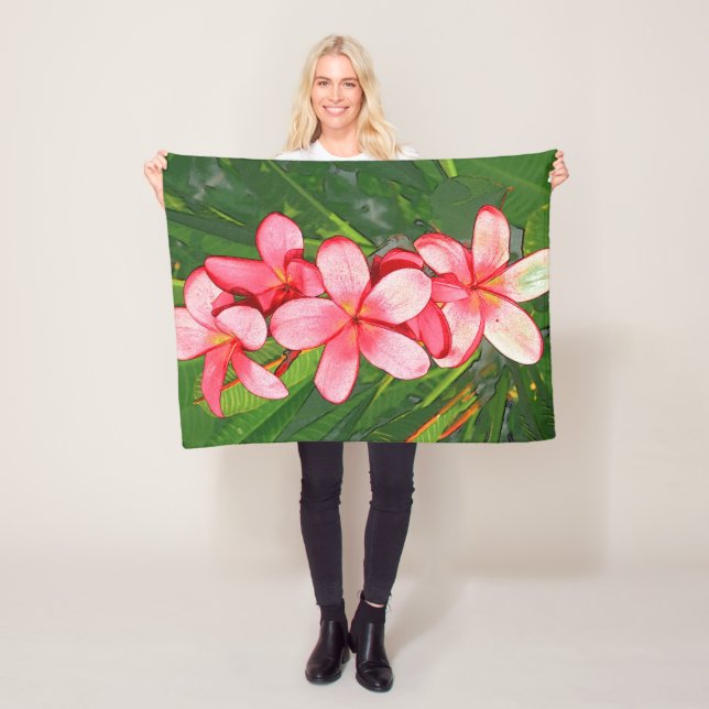 Plumerias pink  fleece blanket (In Situ)