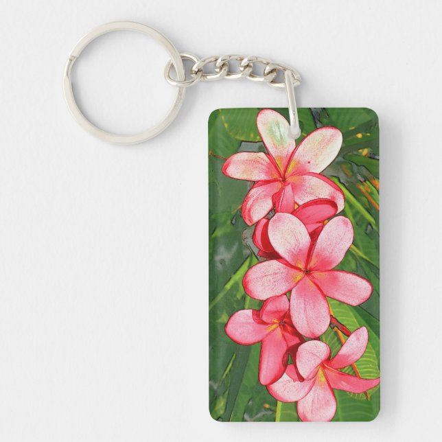 Plumerias pink   key ring (Front)