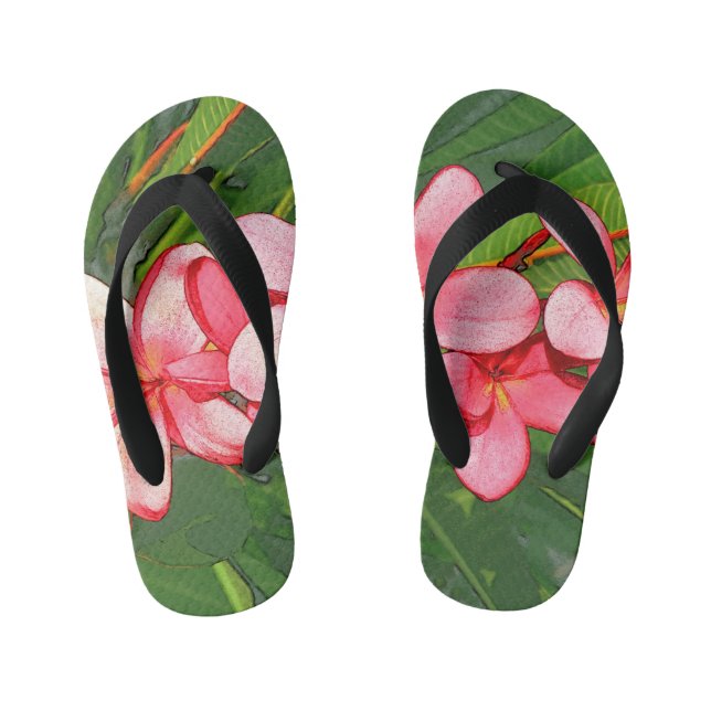Plumerias pink  kid's thongs (Footbed)