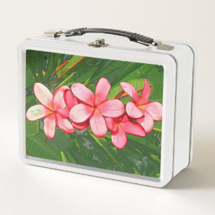 Plumerias pink metal lunch box
