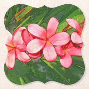 Plumerias pink   paper coaster