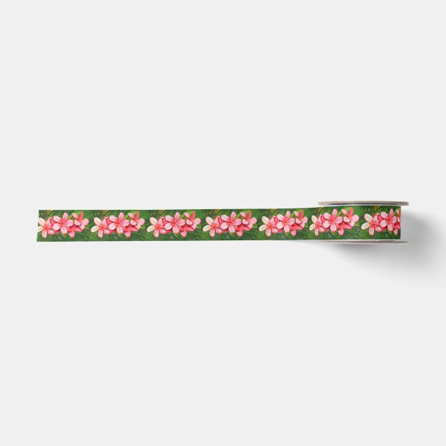 Plumerias pink   satin ribbon (Front)