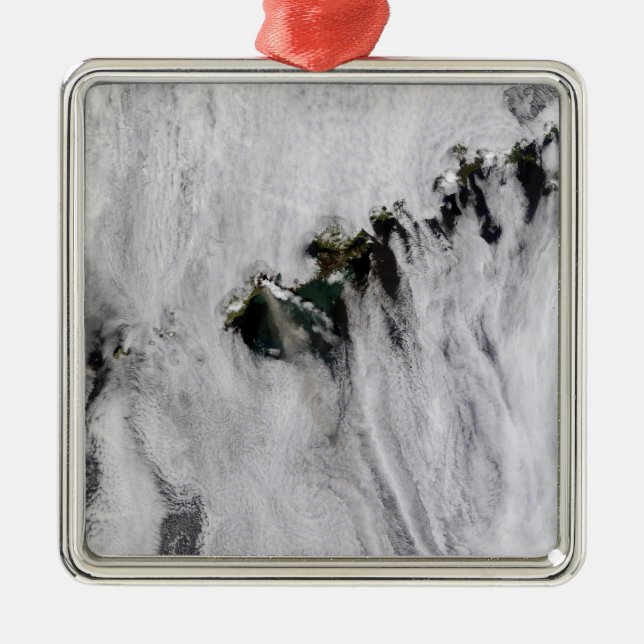 Plumes from Okmok Volcano, Aleutian Islands Metal Tree Decoration (Front)