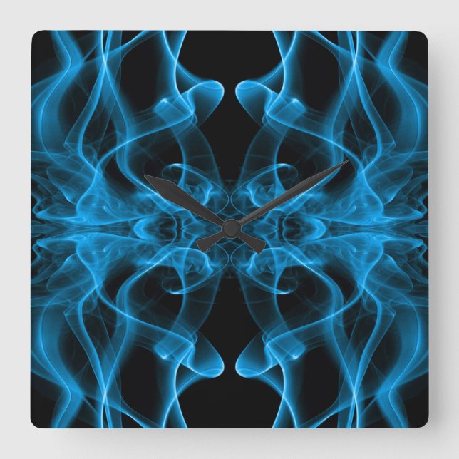 Plumes of Blue Smoke on black Square Wall Clock (Front)