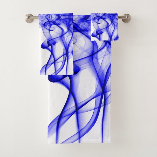 Plumes of Blue Smoke on white Bath Towel Set (Insitu)