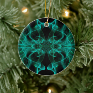 Plumes of Green Smoke on Black Ceramic Ornament