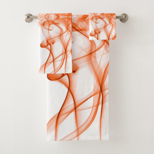 Plumes of Orange Smoke on white Bath Towel Set (Insitu)