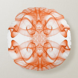 Plumes of Orange Smoke on white Round Cushion