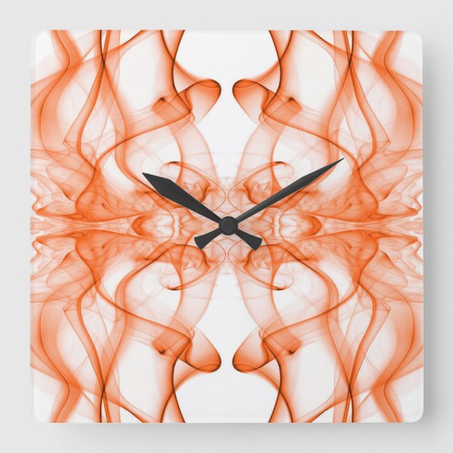 Plumes of Orange Smoke on white Square Wall Clock (Front)