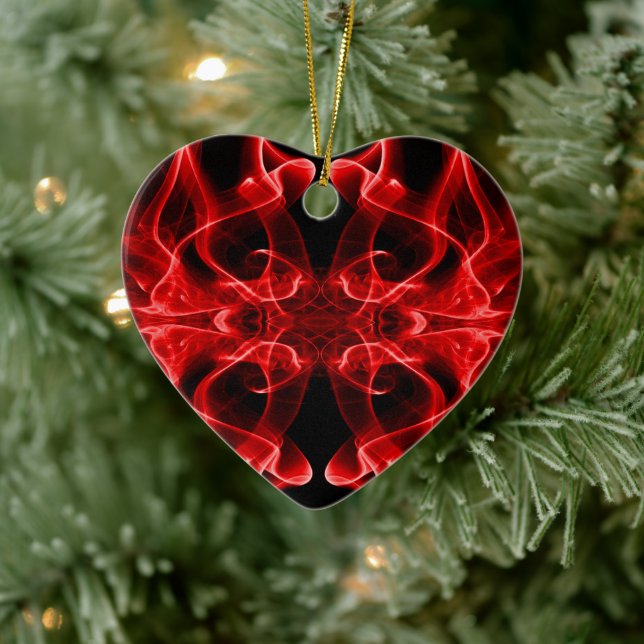 Plumes of Red Smoke on Black Ceramic Tree Decoration (Tree)