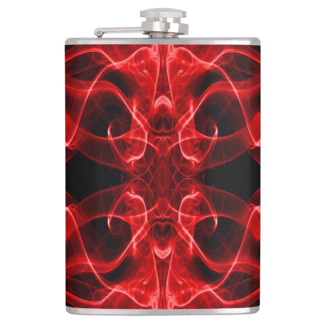 Plumes of Red Smoke on Black Hip Flask (Front)