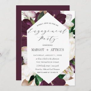 PlumMagnolia Typography Wedding Engagement Party Invitation