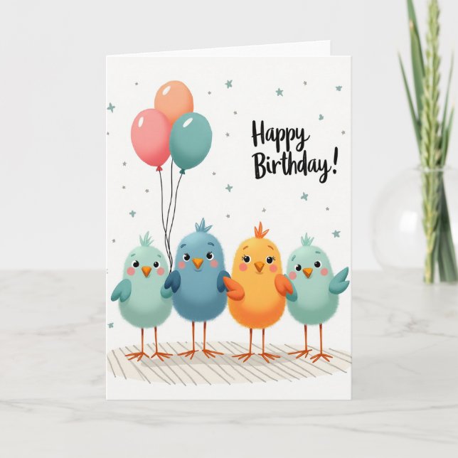 Plump Birds Birthday Card (Front)