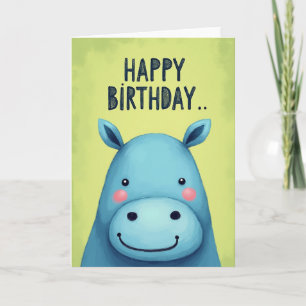 Plump Blue Animal Birthday Card