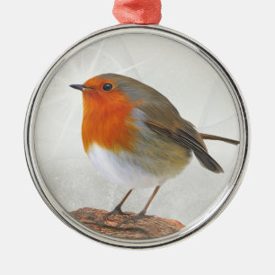 Plump Robin Redbreast Metal Ornament