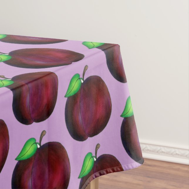 Plums Ripe Summer Purple Plum Fruit Print Tablecloth (In Situ)