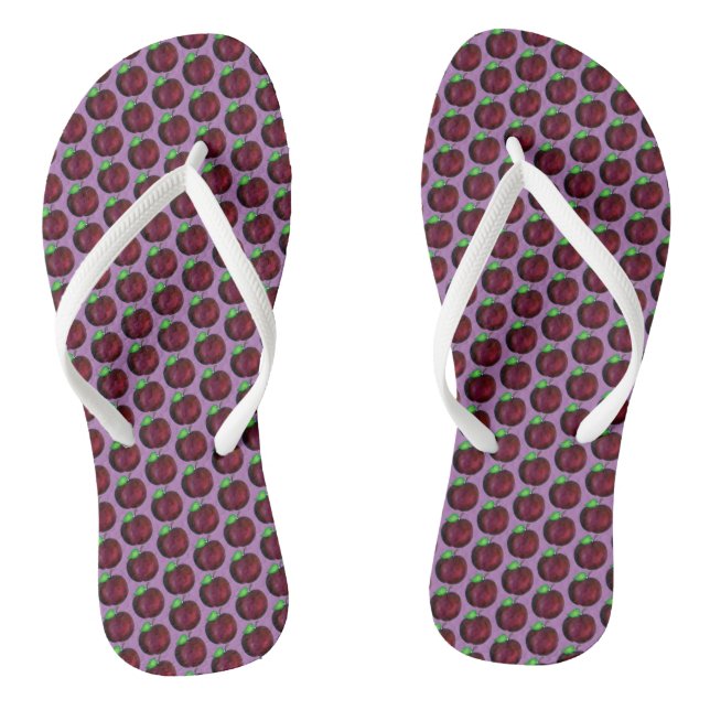 Plums Ripe Summer Purple Plum Fruit Print Thongs (Footbed)