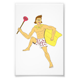 plunger and underwear guy photo print
