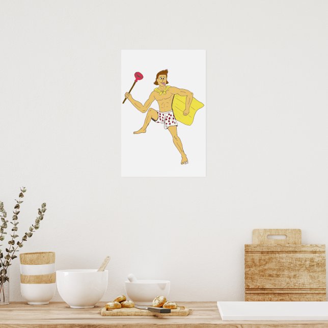 plunger and underwear guy poster (Kitchen)