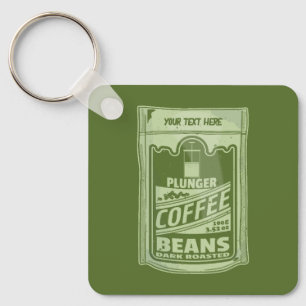 Plunger coffee pop art food packaging illustration key ring