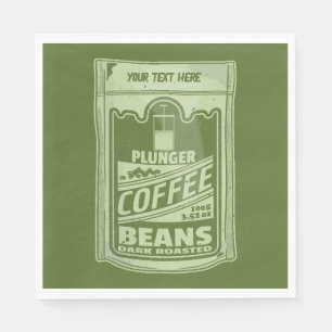 Plunger coffee pop art food packaging illustration napkin