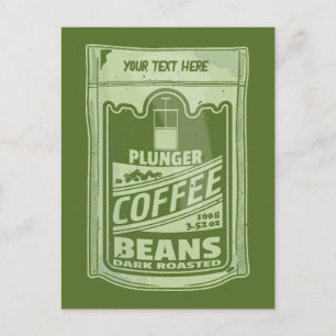 Plunger coffee pop art food packaging illustration postcard