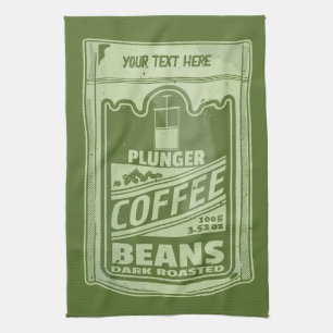 Plunger coffee pop art food packaging illustration tea towel