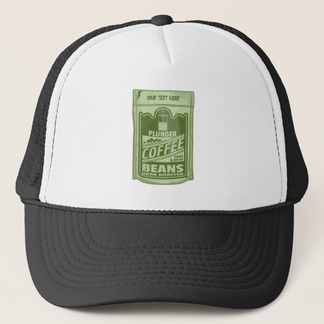 Plunger coffee pop art food packaging illustration trucker hat (Front)