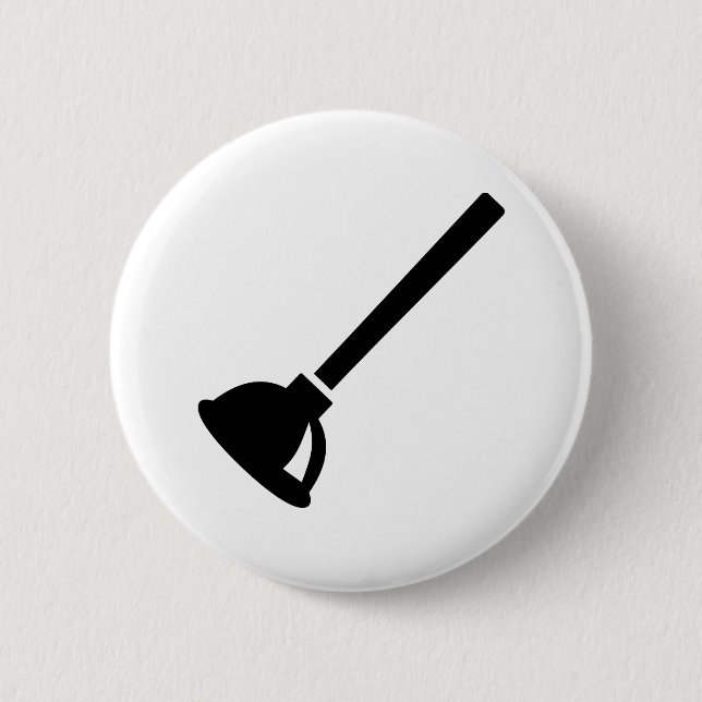 Plunger plumber 6 cm round badge (Front)