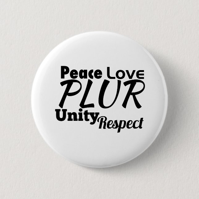 PLUR - Peace, Love, Unity, Respect 6 Cm Round Badge (Front)
