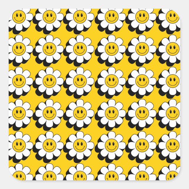 Plural Smiley Face Flower Sticker  (Front)