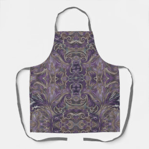Plurple Plum Damask Abstract Apron
