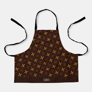 Plus Brown Yellow Minimal Pattern Apron