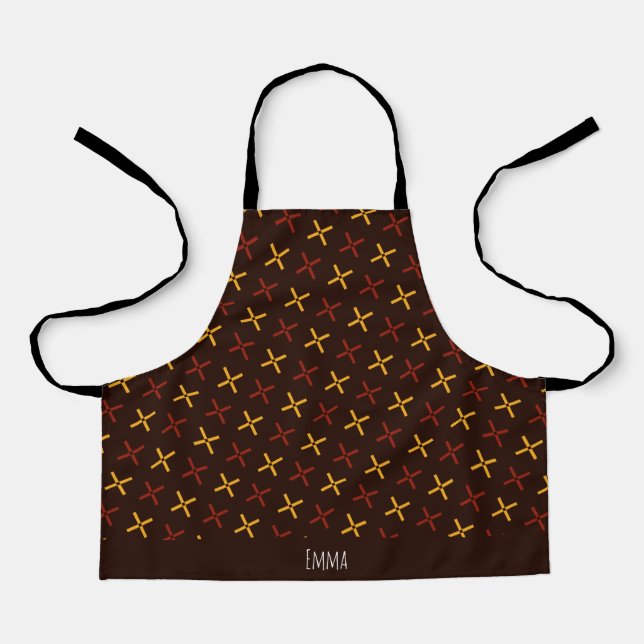 Plus Brown Yellow Minimal Pattern Apron (Front)